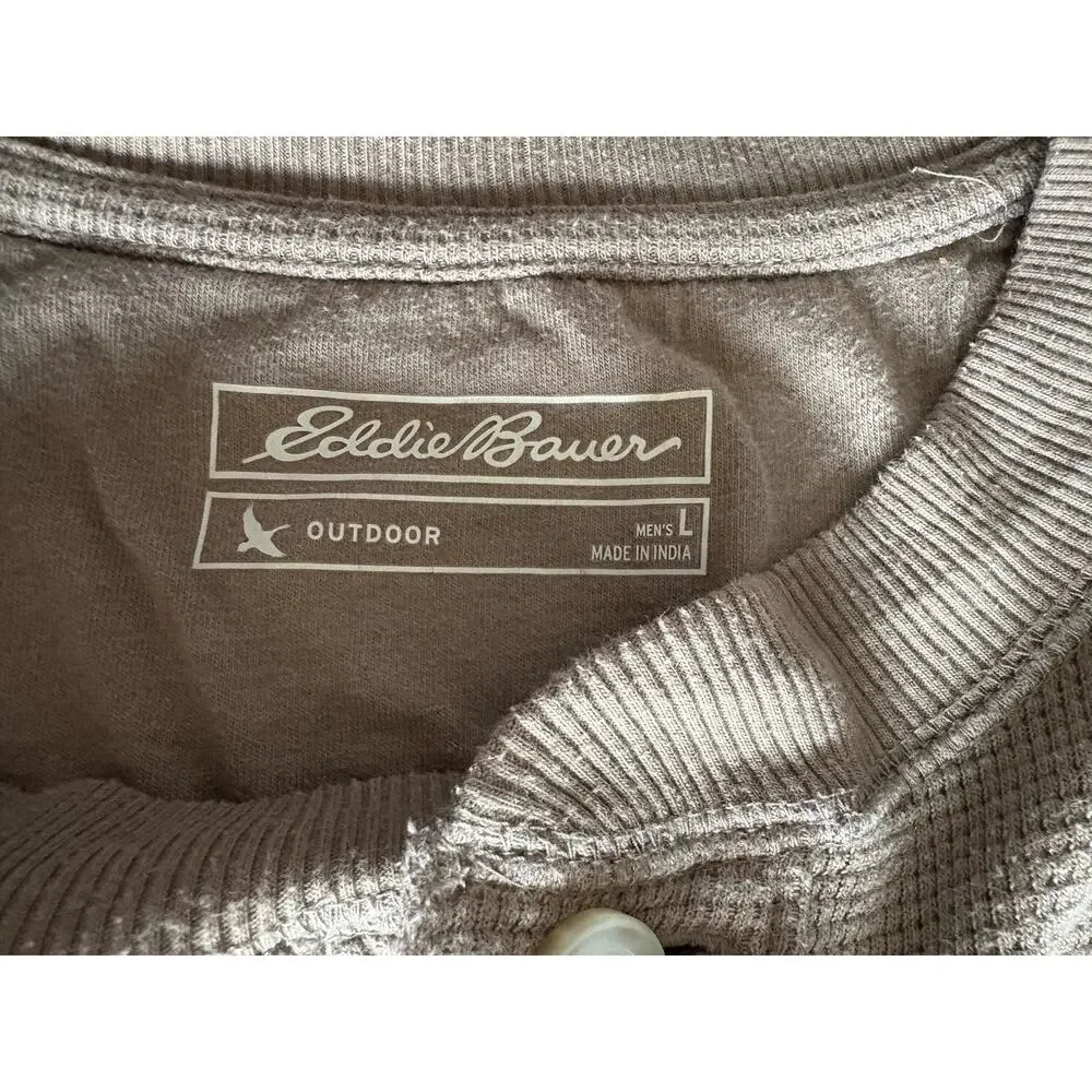 Eddie Bauer, Thermal Henley Waffle Knit - Large - Light Brown, Dexter Kill Shirt